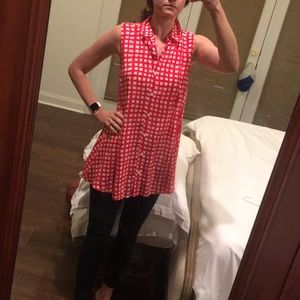 Anthropologie large check button up tunic